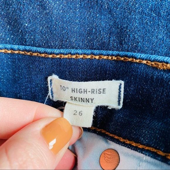 Madewell 10" High-Rise Skinny Denim Jeans Dark Blue Sz 26 - Picture 3 of 10
